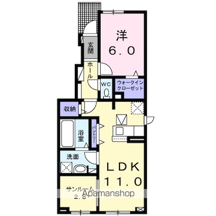 長野県駒ヶ根市上穂北[1LDK/50.24m2]の間取図