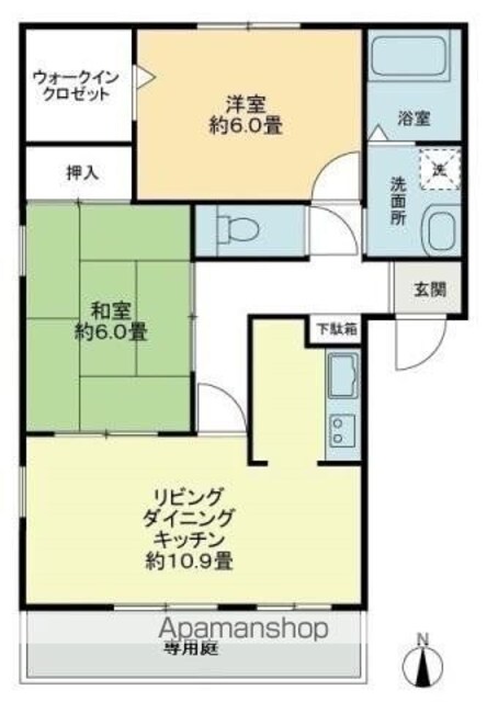 香川県高松市新田町甲[2LDK/55.9m2]の間取図