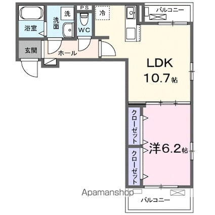 プリムローズ　野村[1LDK/41.97m2]の間取図