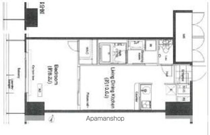 東京都新宿区高田馬場３丁目[1LDK/47.4m2]の間取図