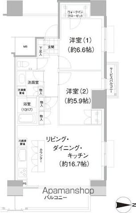 イストワール[2LDK/65.79m2]の間取図