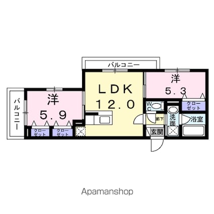 ヴィレッジ　キール[2LDK/51.28m2]の間取図