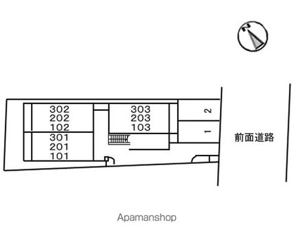 シャルム広瀬北町[1K/24.59m2]の配置図