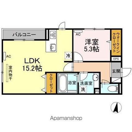 プレンティー新徳田[1LDK/51.97m2]の間取図