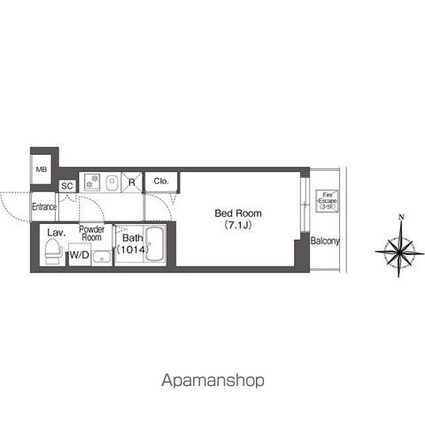 エスタート亀有[1K/22.08m2]の間取図