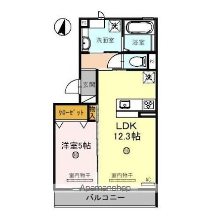 Ｍｅｌｉｆｌｕａ西浜（メリフルアニシハマ）[1LDK/43.94m2]の間取図