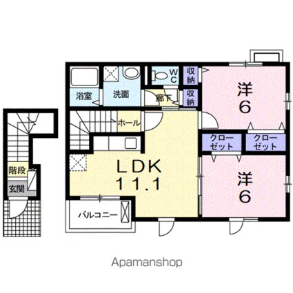 ビューティー・オアシス　Ⅱ[2LDK/57.85m2]の間取図