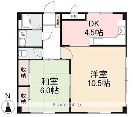 ヤマウチアパート[2DK/57.67m2]の間取図