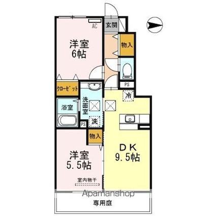 和歌山県和歌山市延時[2DK/50.38m2]の間取図