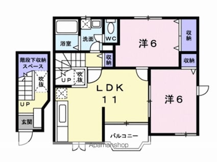サンパティーク[2LDK/58.53m2]の間取図