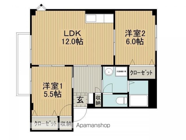 コーポアカネ[2LDK/56.61m2]の間取図