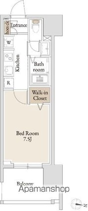 ＢＬＥＳＳ亀戸[1K/25.95m2]の間取図