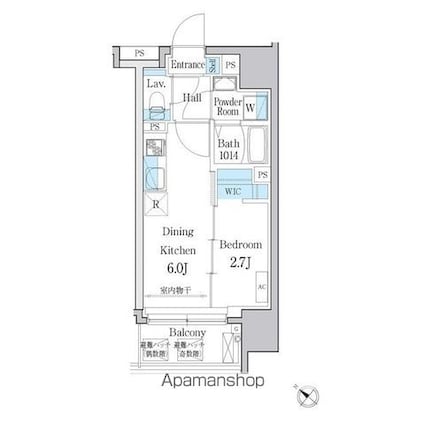 デュオメゾン文京白山[1DK/25.01m2]の間取図