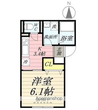岡山県岡山市北区寿町[1K/25.3m2]の間取図