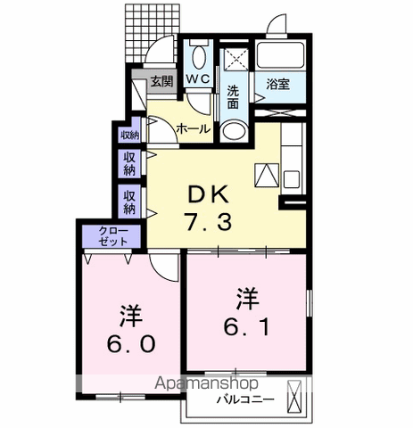 東大和市蔵敷のアパートの間取り