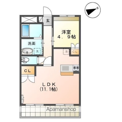 Ｍ・コンフォール[1LDK/41.04m2]の間取図