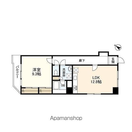 ジョイヒルズ南平台[1LDK/57.48m2]の間取図