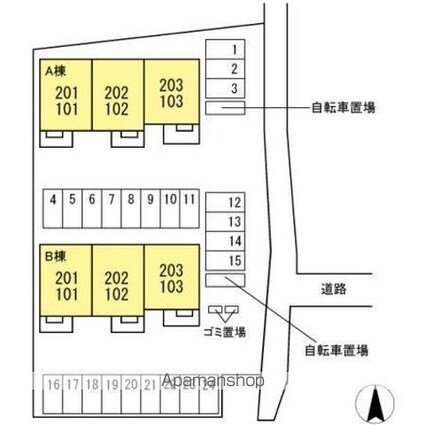 香川県高松市木太町[1LDK/52.53m2]の配置図