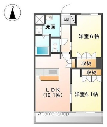 プラムガーデンＭａｒｙ[2LDK/51.66m2]の間取図