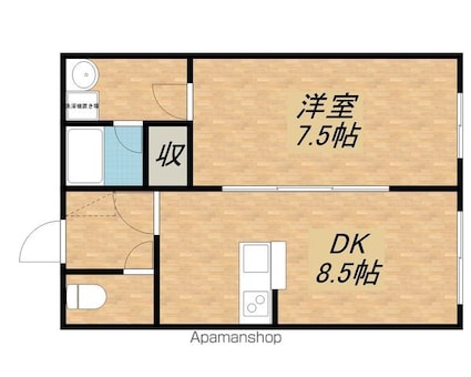 バーデーハイツ[1DK/40m2]の間取図