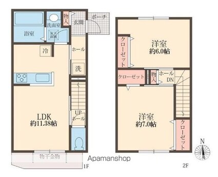 ＭＡＰＬＥテラス[2LDK/61.48m2]の間取図