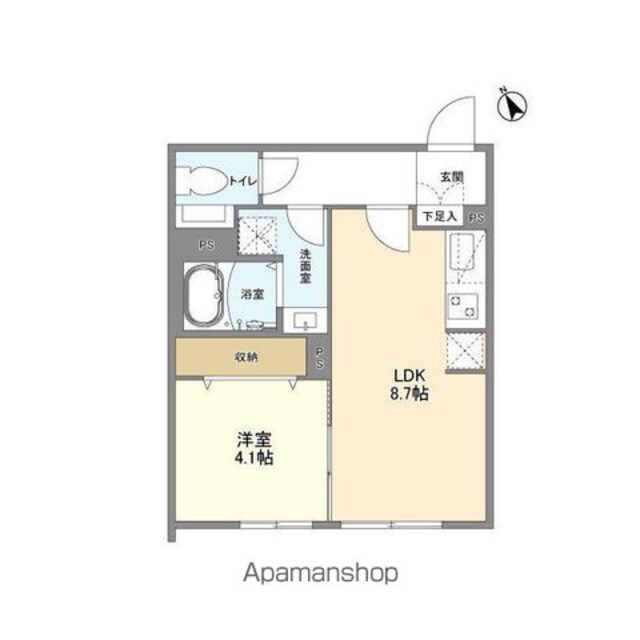 ウェルスクエア二子玉川[1LDK/34.56m2]の間取図