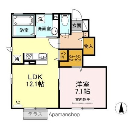 Ｔｒｅｅ・Ｔｏｐ　Ａ[1LDK/47.72m2]の間取図