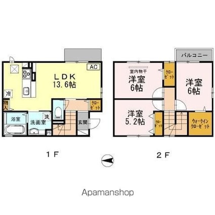 フルール浜町　Ｂ棟[3LDK/79.04m2]の間取図