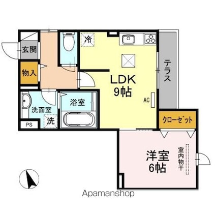 カーサ　アリーヴォ　Ⅰ[1LDK/41.39m2]の間取図