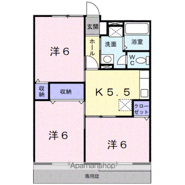 カンフォートＨＩＲＡＯＫＡ[3K/53.82m2]の間取図