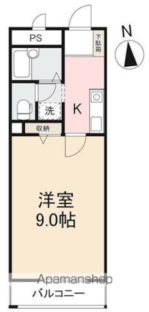 香川県高松市今里町２丁目[1K/28.63m2]の間取図