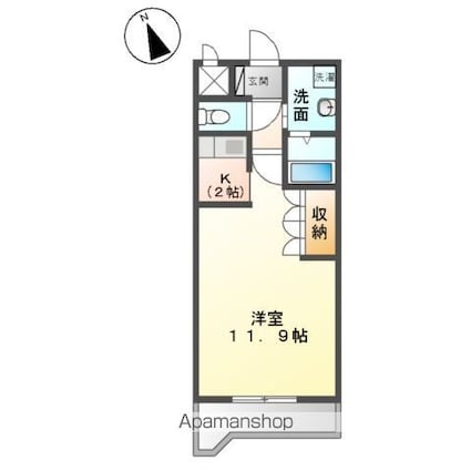 東京都あきる野市小川[1K/33.05m2]の間取図