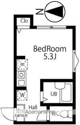 リブタス中野江原町[1K/16.19m2]の間取図