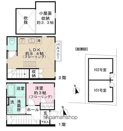 ディアコート松戸[1LDK/35.6m2]の間取図