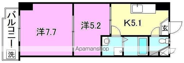 ラッセルスクエア松山市駅　Ａ・Ｂ棟[2K/35m2]の間取図