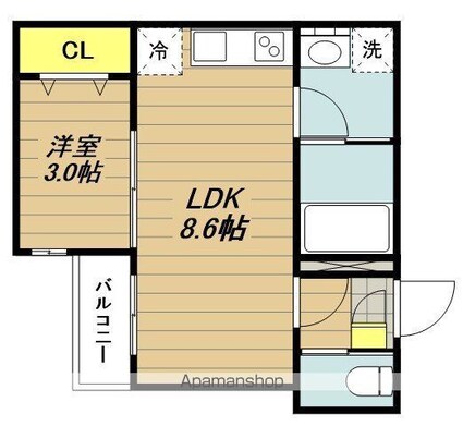 ＫＥＩＡＩ　ＲＥＳＩＤＥＮＣＥ　北戸田Ⅱ[1LDK/28.51m2]の間取図