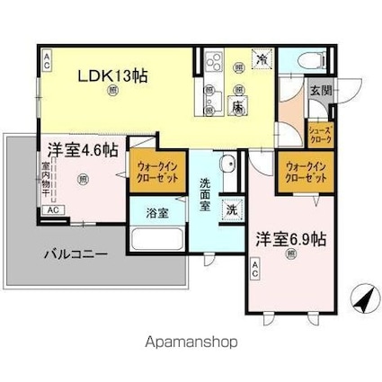 リエートパーク[2LDK/61.22m2]の間取図