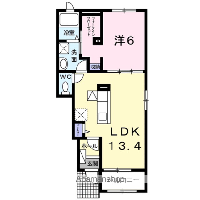 プロムナード２Ａ[1LDK/47.08m2]の間取図