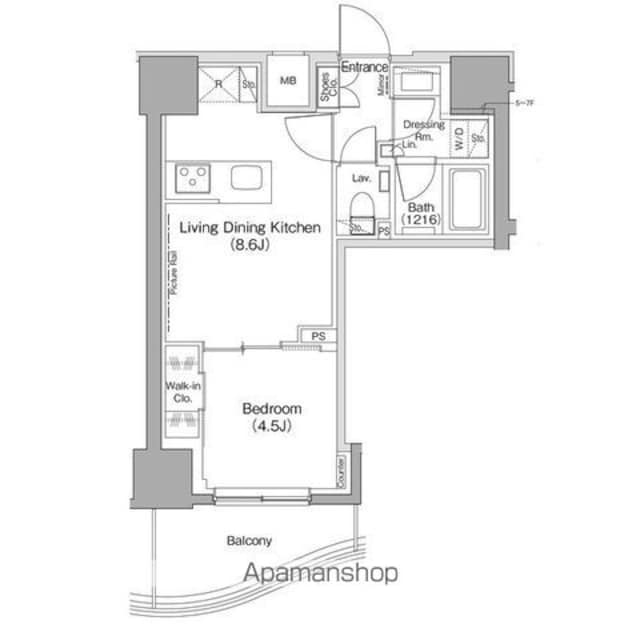 ザ・パークハビオ神楽坂[1LDK/32.36m2]の間取図