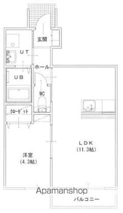 ボヌールハウス[1LDK/36.4m2]の間取図