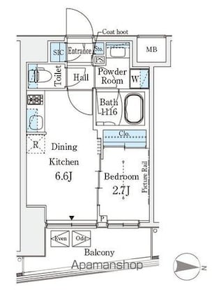 イプセ押上[1DK/25.15m2]の間取図