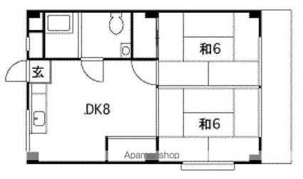広島県広島市西区井口３丁目[2DK/45.8m2]の間取図