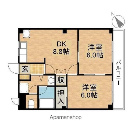 コーポＳＡＷＡＤＡ[2DK/45m2]の間取図