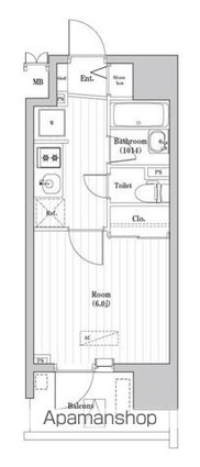 大森海岸レジデンス[1K/21.41m2]の間取図