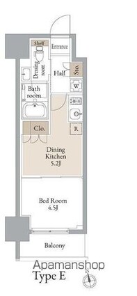 ＪＭＦレジデンス浅草橋三丁目[1DK/25.54m2]の間取図