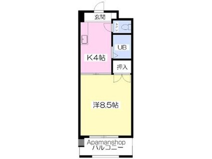 ｓｅｌｅコート１番館[1K/27m2]の間取図