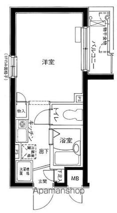 メインステージ中野坂上[1R/19.04m2]の間取図