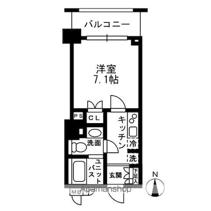 レジディア中落合Ａ棟[1K/23.76m2]の間取図