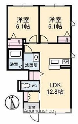 シャーメゾンはなみずき　Ｂ棟[2LDK/54.61m2]の間取図