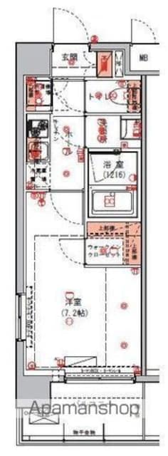 ハーモニーレジデンス東京アーバンスクエア００２[1K/25.88m2]の間取図